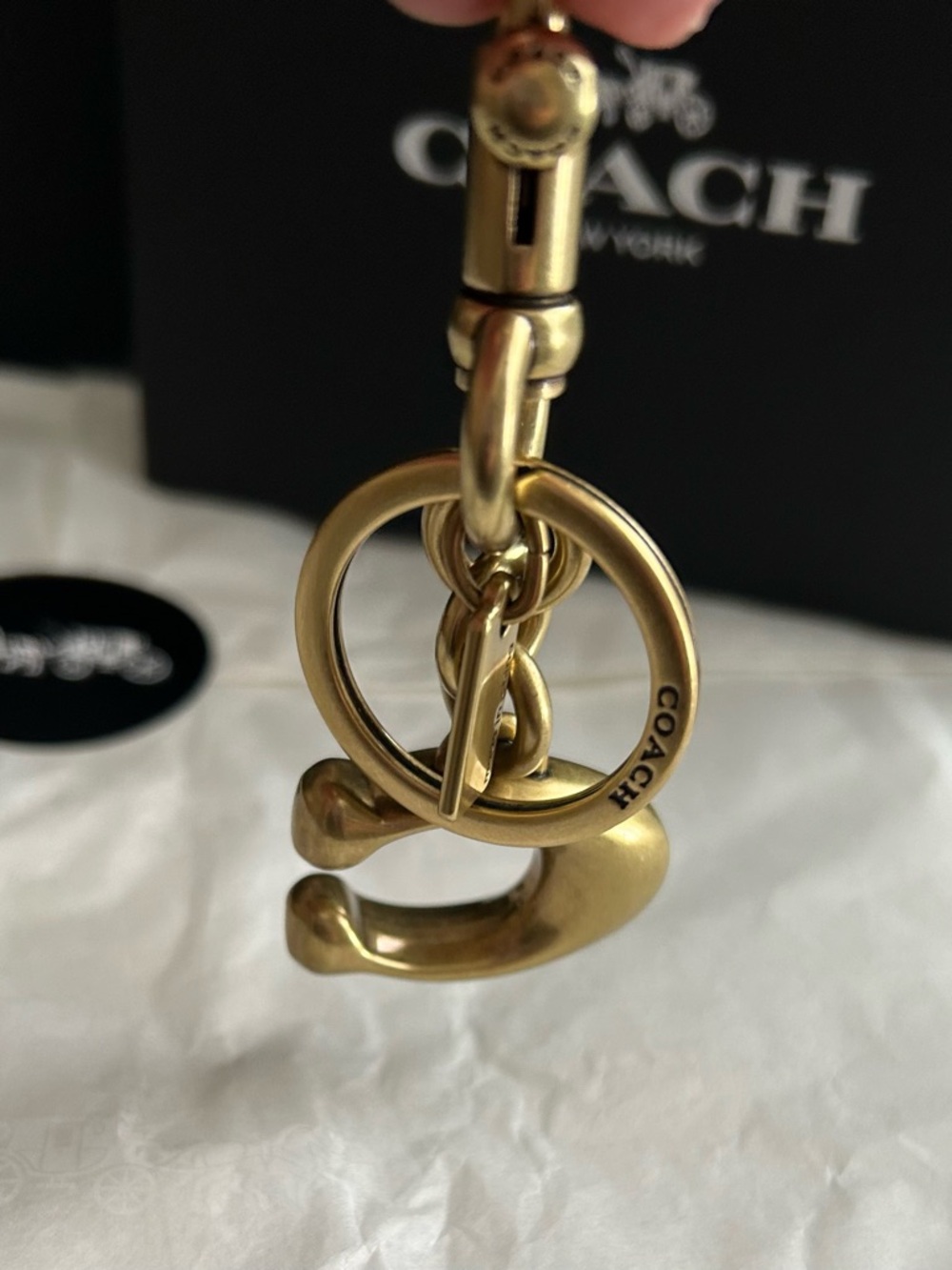 Coach Gold-Tone Brass C Charm Key Holder Charm- Includes Coach Gift Box - Picture 13 of 17
